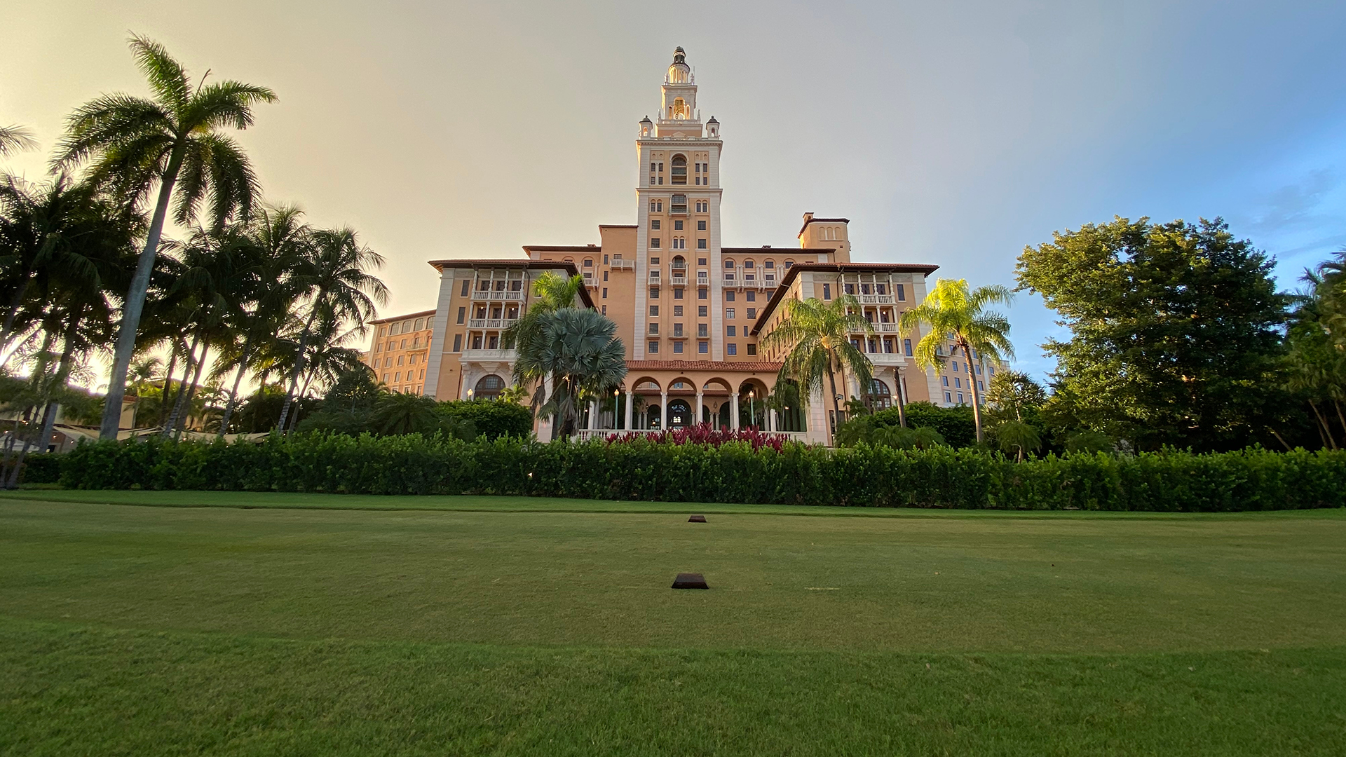 The sun rises over the first tee at The Biltmore