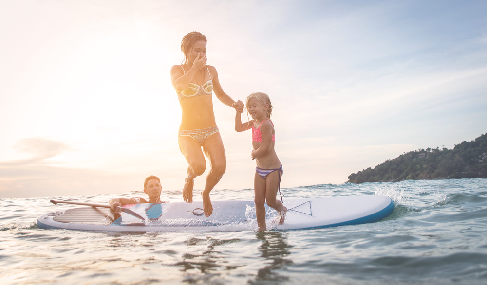 Family having fun at the beach